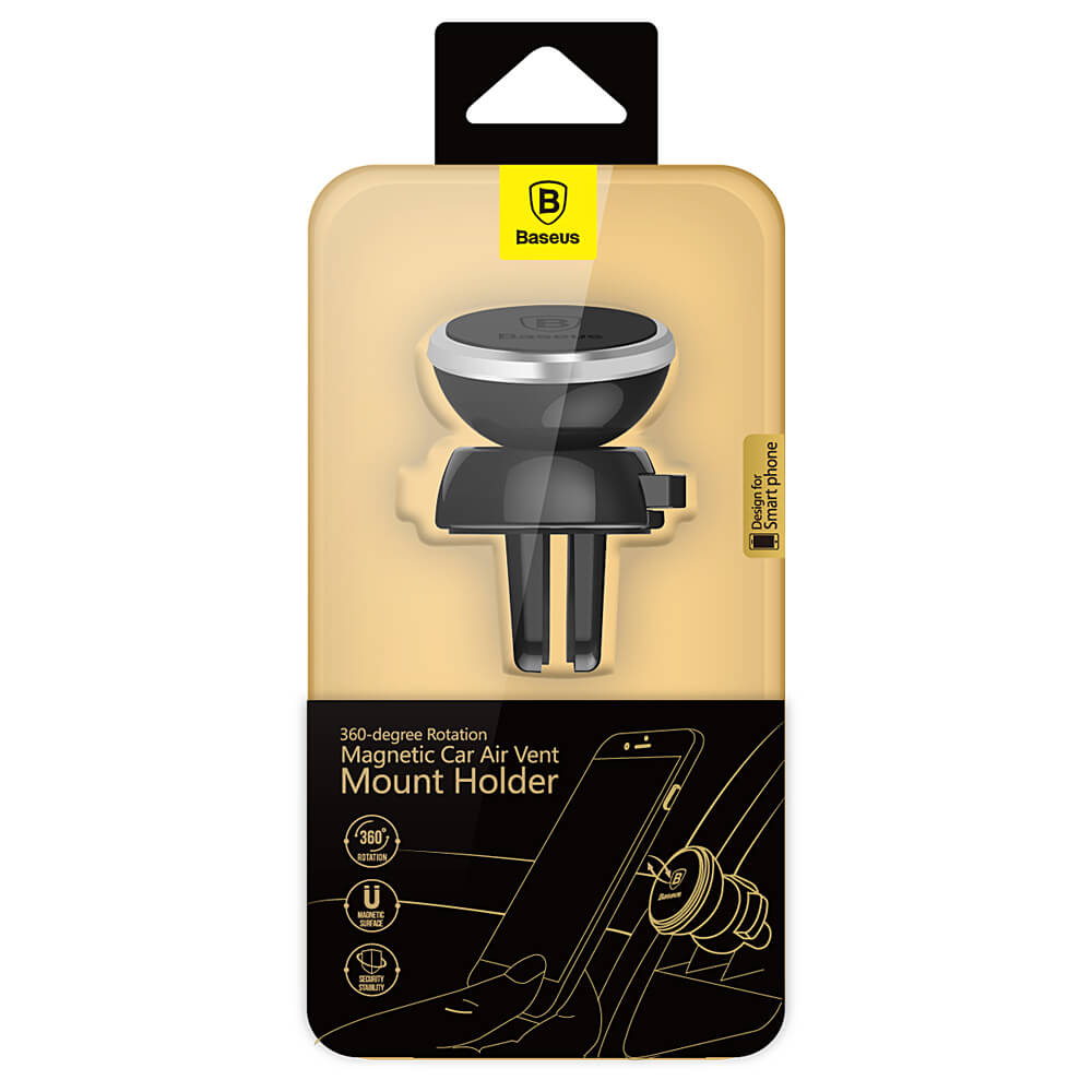Автодержатель Baseus 360-degree Rotation Magnetic Car Air Vent Mount Holder Silver