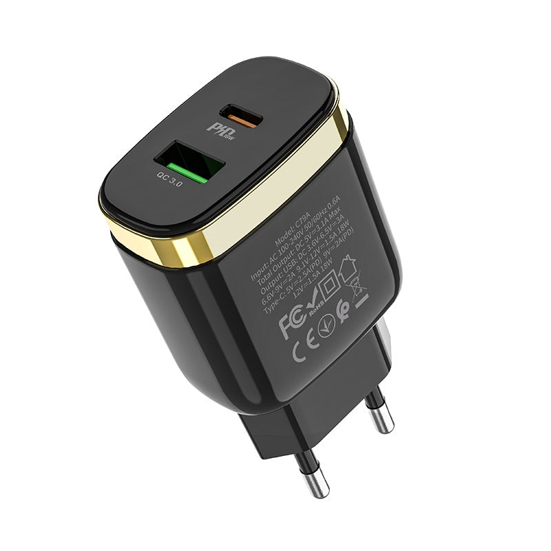 Мережевий зарядний пристрій Hoco C79A Zeus PD+QC3.0 charger Чорний