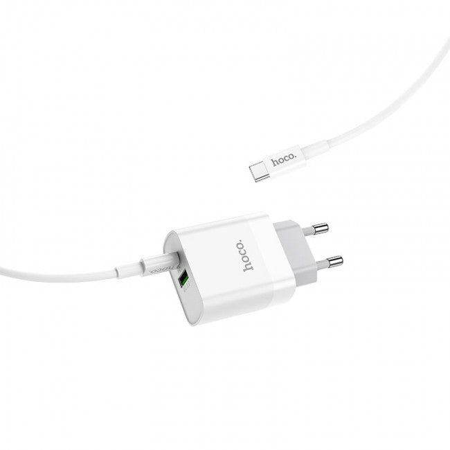 Мережевий зарядний пристрій Hoco C80A Rapido PD+QC3.0 charger (з кабелем Type-C to Type-C) Білий