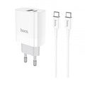 Мережевий зарядний пристрій Hoco C80A Rapido PD+QC3.0 charger (з кабелем Type-C to Type-C) Білий