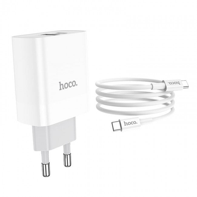 Мережевий зарядний пристрій Hoco C80A Rapido PD+QC3.0 charger (з кабелем Type-C to Type-C) Білий