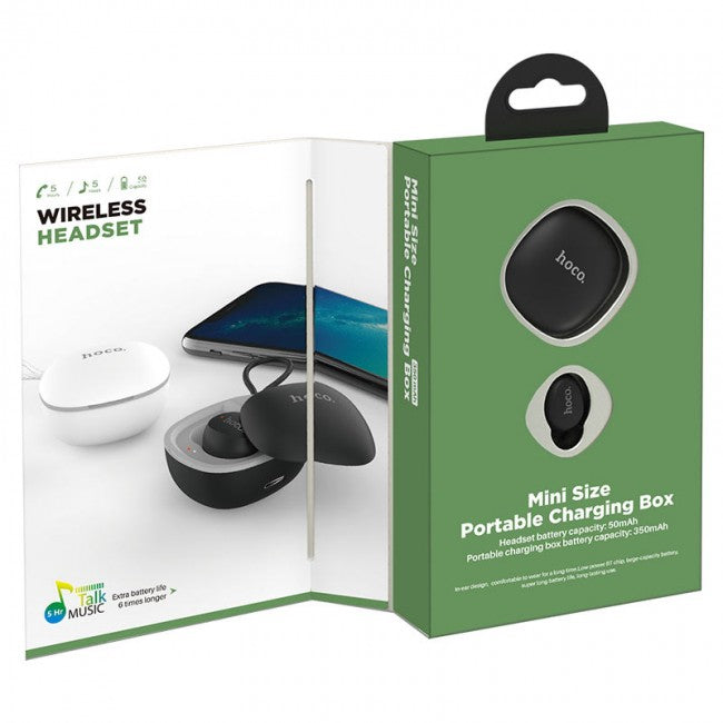 Hoco Bluetooth гарнитура E50 Wise mini wireless headset (с зарядным кейсом) Black
