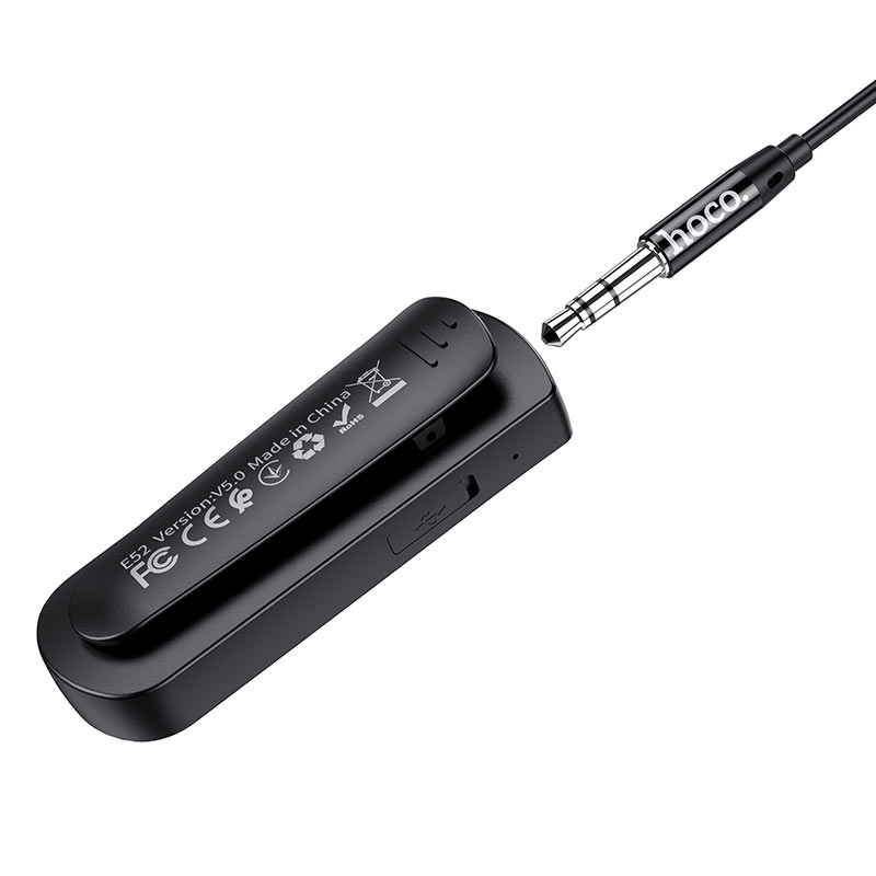 Bluetooth аудіо ресивер (адаптер) з навушниками Hoco E52 Black