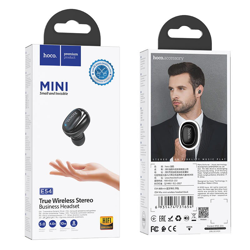 Bluetooth гарнитура Hoco E54 Mia mini Black