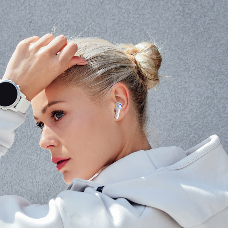 Bluetooth гарнитура Hoco E55 Flicker с зарядным чехлом White