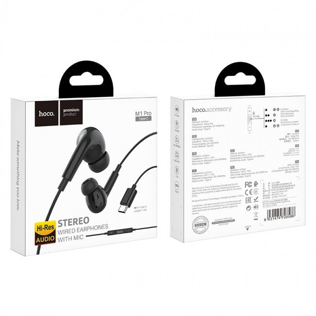 Вакуумні навушники з Type-C коннектором Hoco M1 Pro Original series White