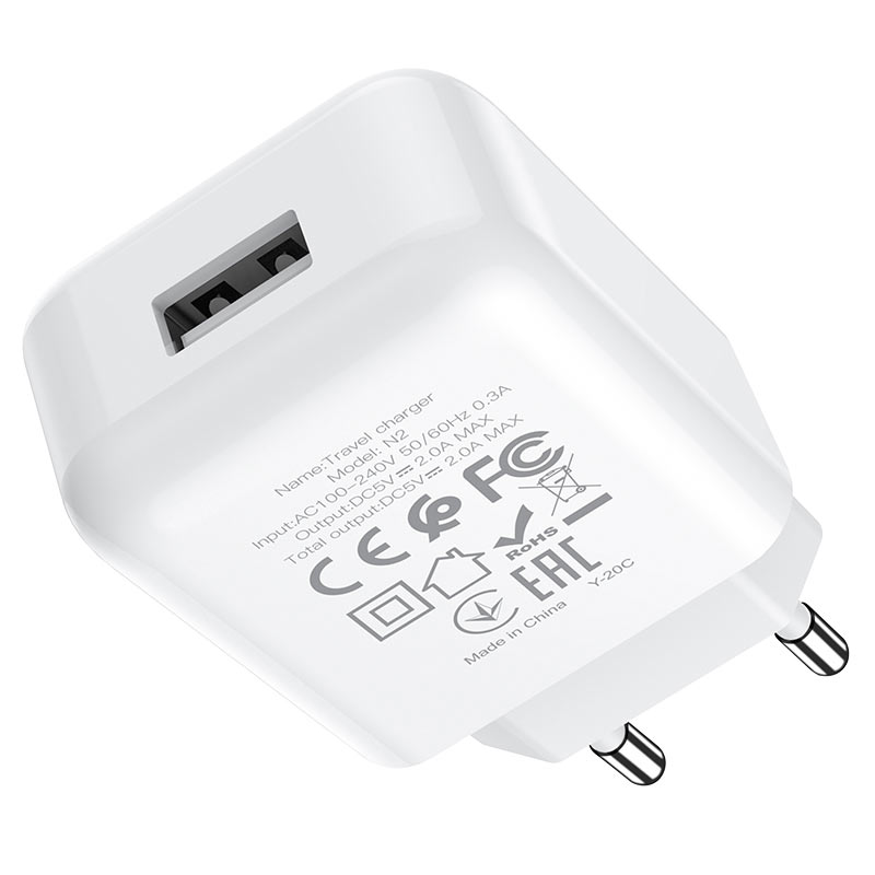 Мережева зарядка Hoco N2 Vigour single port charger (1USB, 2,1A) Black