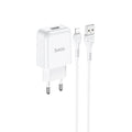 Мережевий зарядний пристрій Hoco N2 (комплект з кабелем Lightning, для iPhone) 1USB, 2,1A Білий
