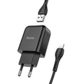 Мережевий зарядний пристрій Hoco N2 (комплект з кабелем Lightning, для iPhone) 1USB, 2,1A Чорний