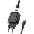 Мережева зарядка Hoco N2 (комплект з кабелем Type-C) 1USB, 2,1A Black