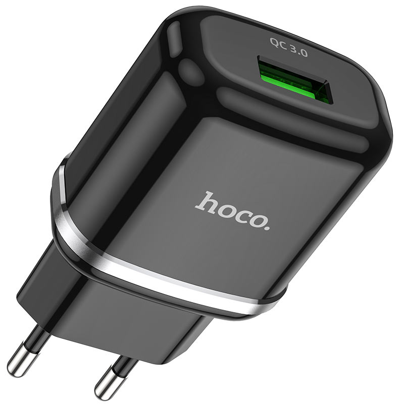 Мережевий зарядний пристрій Hoco N3 Special single port (1USB, QC3.0) Чорний