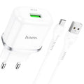 Мережевий зарядний пристрій Hoco N3 (комплект з кабелем MicroUSB) 1USB, QC3.0 Білий