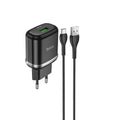 Мережевий зарядний пристрій Hoco N3 (комплект з кабелем Type-C) 1USB, QC3.0 Чорний
