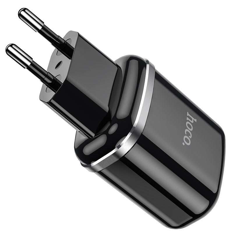 Мережевий зарядний пристрій Hoco N4 (комплект з кабелем MicroUSB) 2USB, 2,4A Чорний