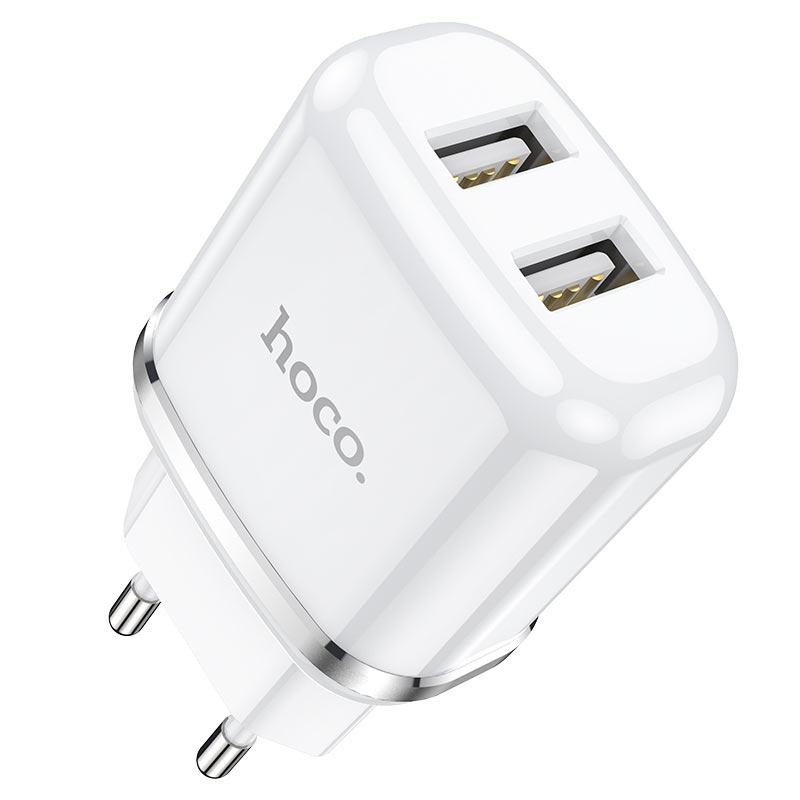 Мережевий зарядний пристрій Hoco N4 Aspiring dual port charger (2USB, 2,4A) Білий