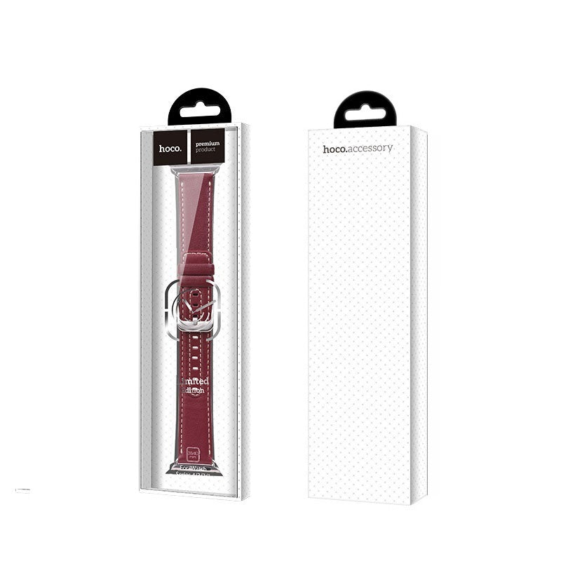 Шкіряний ремінець Hoco WB04 Duke series для Apple Watch Series 1/2/3/4 (42/44mm) Wine Red