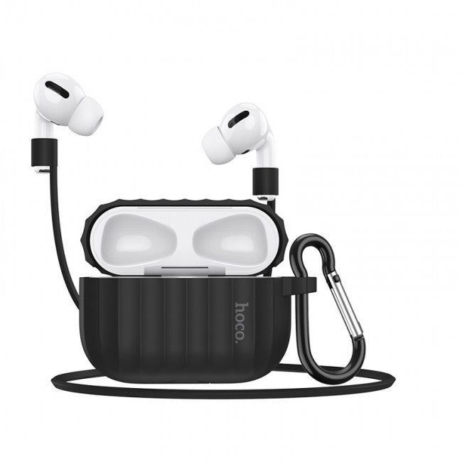 Комплект для Apple Airpods Pro (чохол, карабін, шнур) Hoco WB20 Fenix protective cover Black