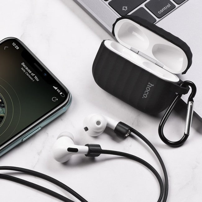 Комплект для Apple Airpods Pro (чохол, карабін, шнур) Hoco WB20 Fenix protective cover Black