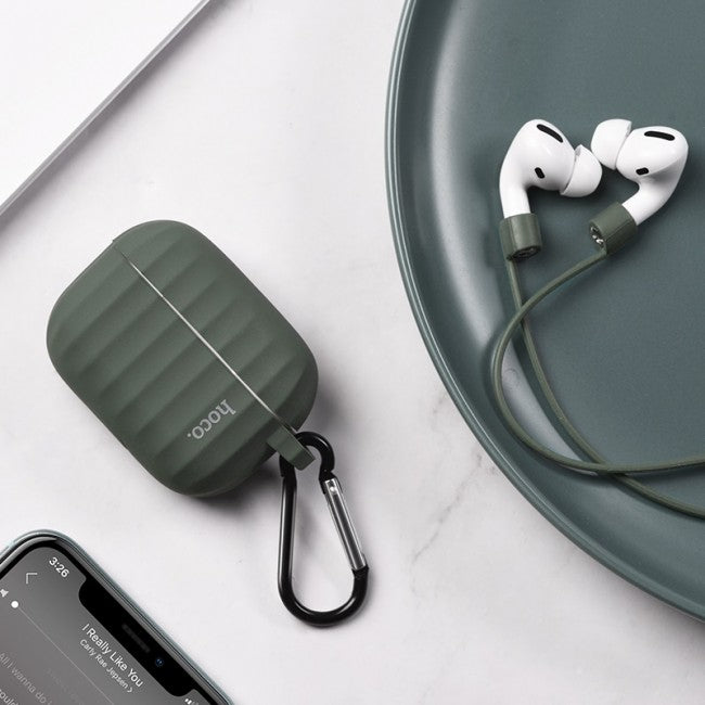 Комплект для Apple Airpods Pro (чохол, карабін, шнур) Hoco WB20 Fenix protective cover Green