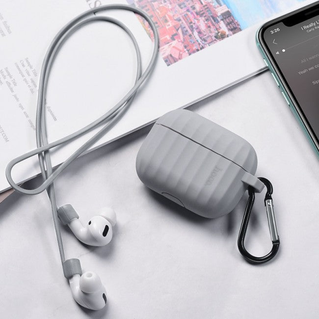 Комплект для Apple Airpods Pro (чохол, карабін, шнур) Hoco WB20 Fenix protective cover Black