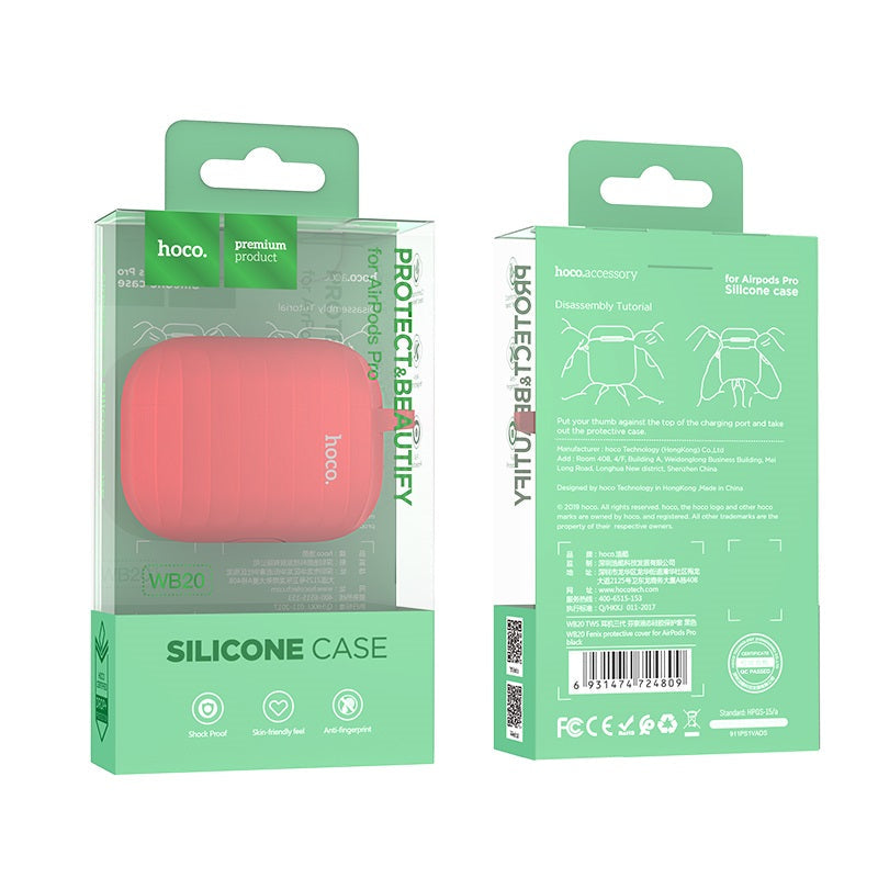 Комплект для Apple Airpods Pro (чохол, карабін, шнур) Hoco WB20 Fenix protective cover Black