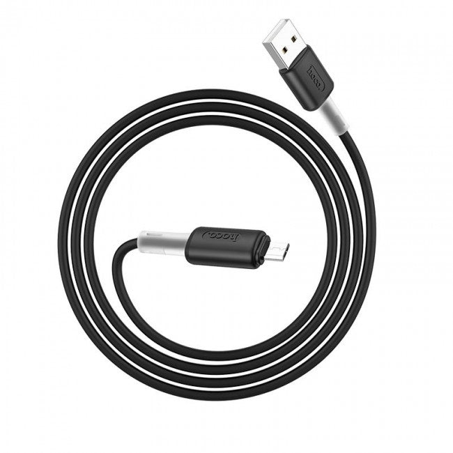 М'який силіконовий кабель MicroUSB Hoco X48 Soft silicone charging 2.4A 1m Чорний