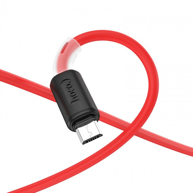 М'який силіконовий кабель MicroUSB Hoco X48 Soft silicone charging 2.4A 1m Червоний