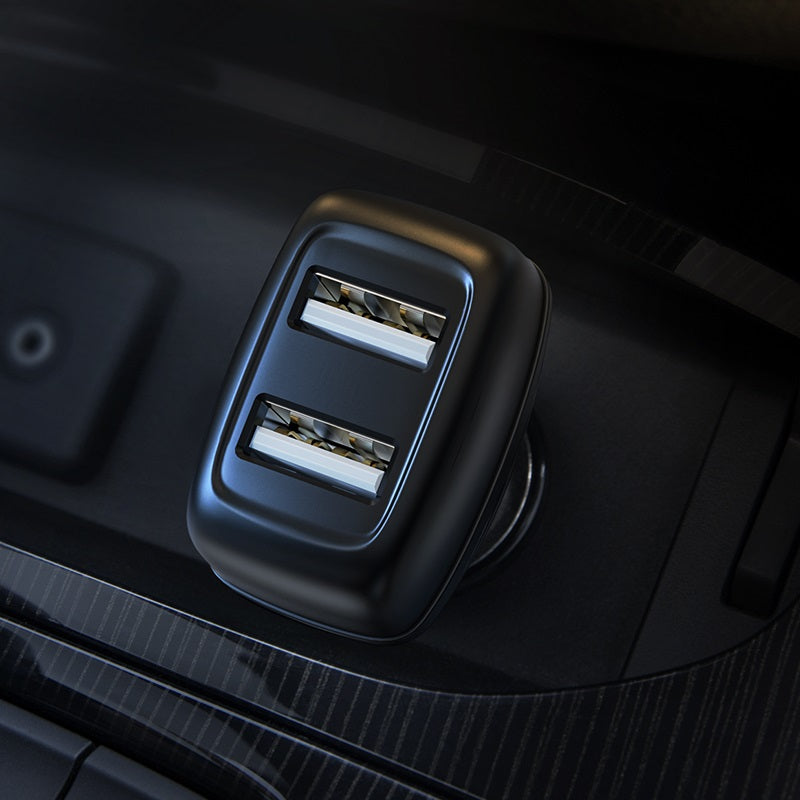 Автомобільний зарядний пристрій Hoco DZ3 2USB, 2.4A з кабелем Lightning Black