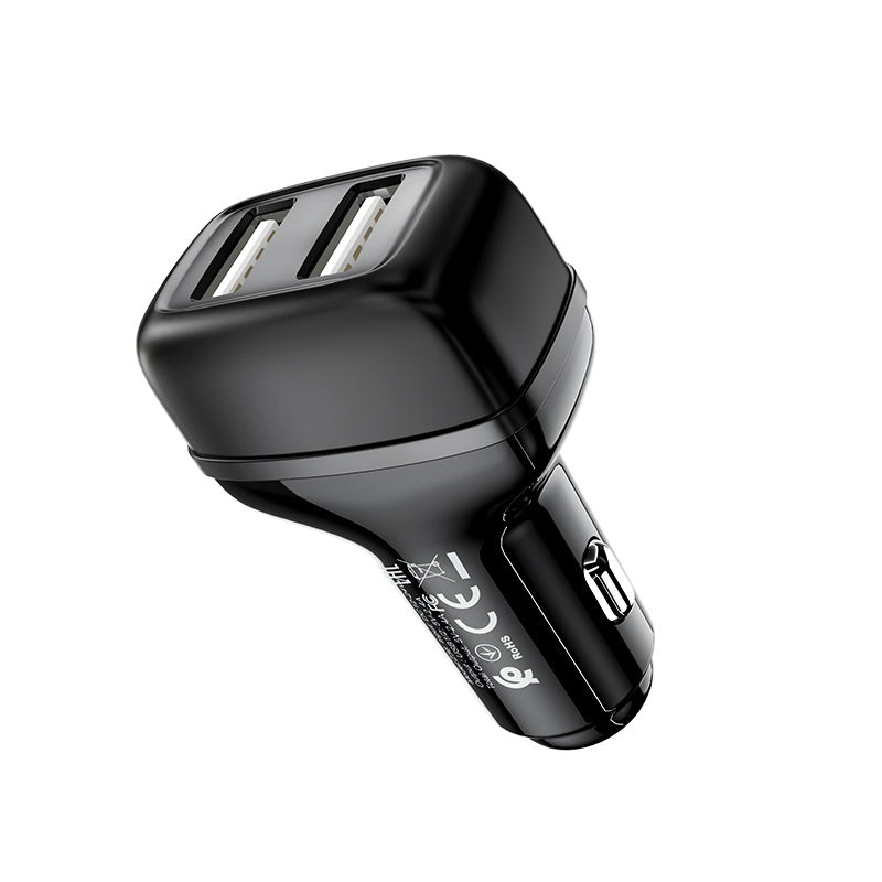 Автомобільний зарядний пристрій Hoco DZ3 2USB, 2.4A з кабелем Lightning Black