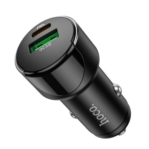 Автомобільний зарядний пристрій із швидкою зарядкою Hoco Z42 Power Delivery 20W QC3.0 Black