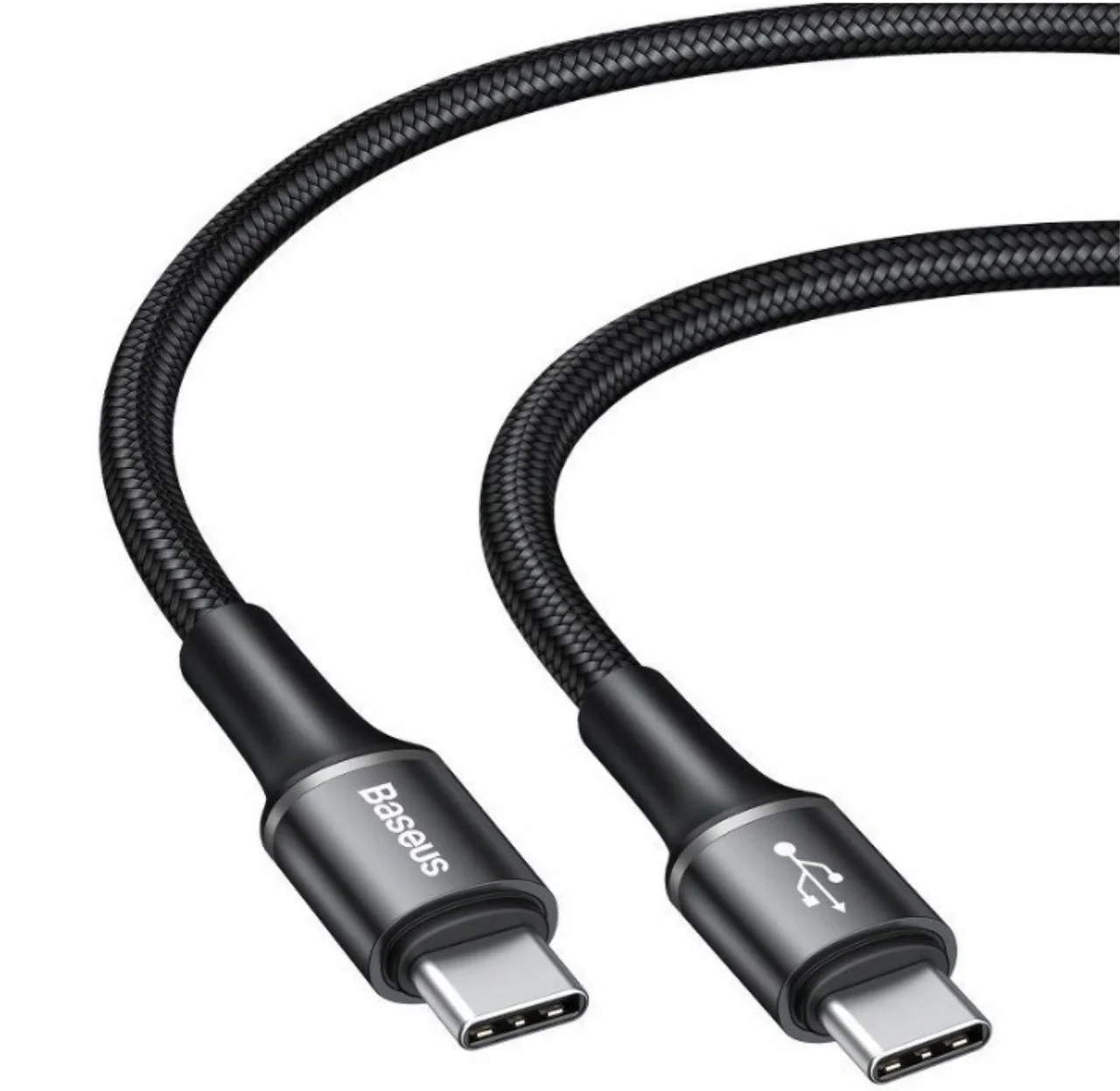 Кабель Type-C з опліткою Baseus halo for Type-C PD2.0 60W 3A 1m Чорний