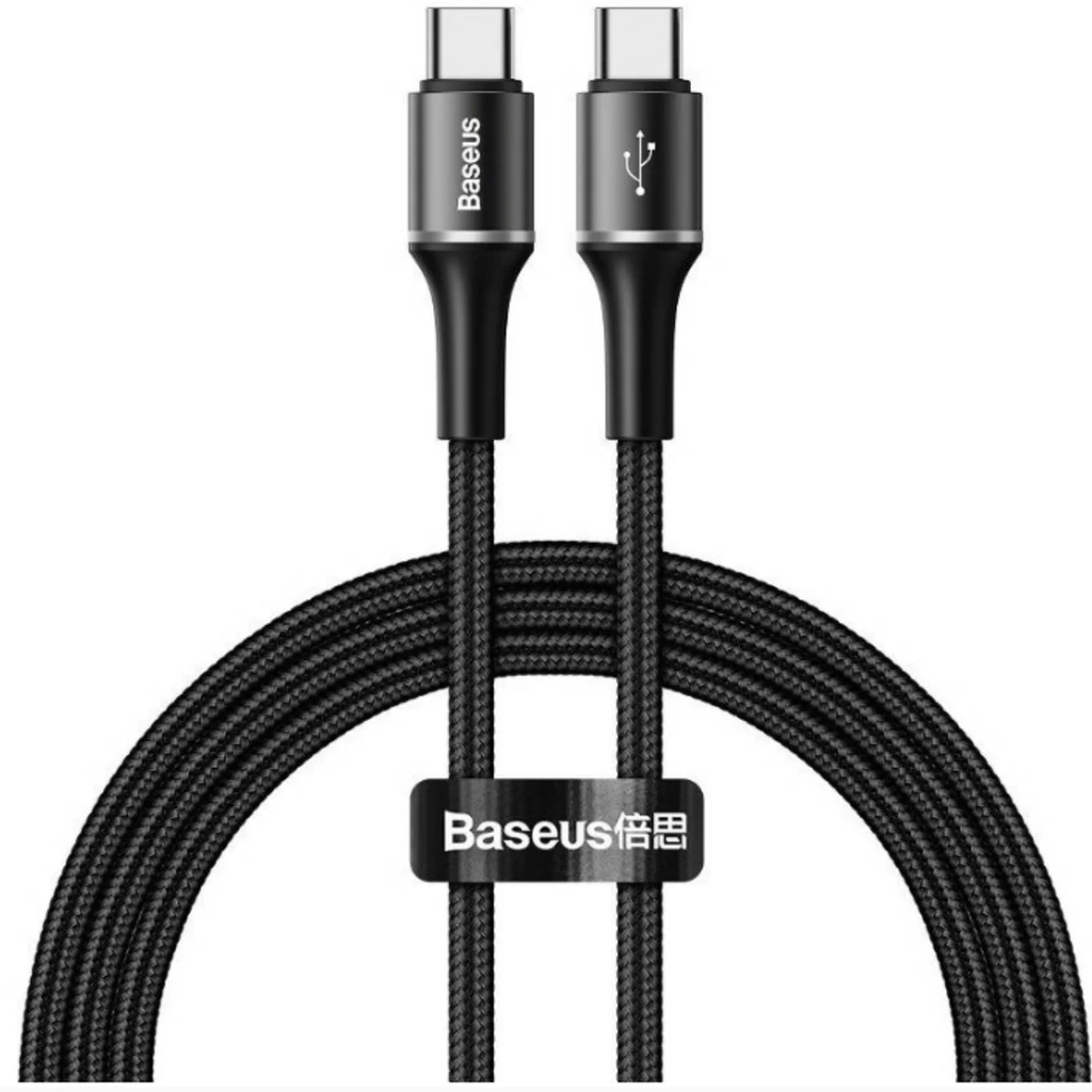 Кабель Type-C з опліткою Baseus halo for Type-C PD2.0 60W 3A 1m Чорний
