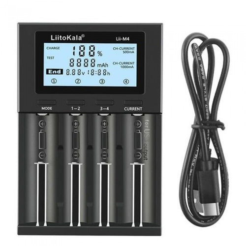 Интеллектуальное зарядное устройство LiitoKala Lii-M4 для АА, ААА, 18650, 26650 Li-ion, Ni-MH/Ni-Cd аккумуляторов с функцией
