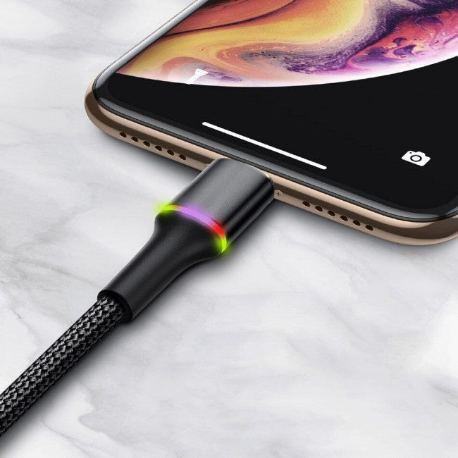 Кабель для iPhone з опліткою Baseus halo USB for Lightning 1.5A 2m Чорний