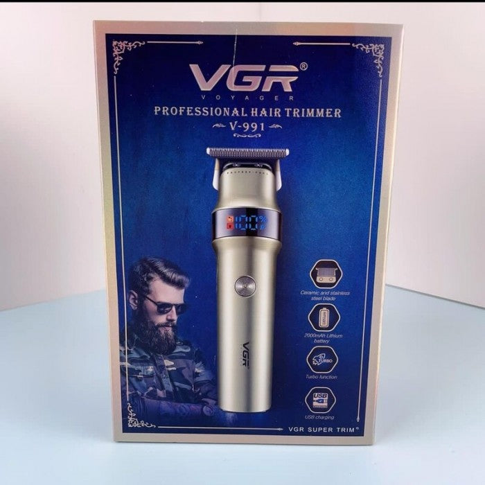 Машинка для стрижки беспроводная аккумуляторная LED-дисплей VGR V-991 + 3 насадки