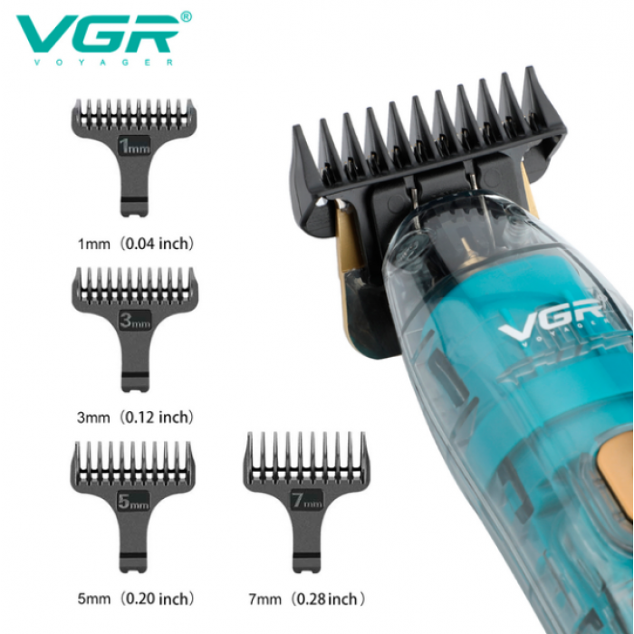 VGR V-961 триммер для бороди LED дисплей 4 насадки