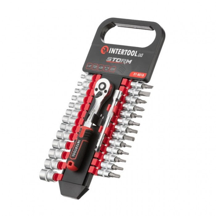 INTERTOOL STORM ET-8018 набір 28ед головок 1/4" міксований