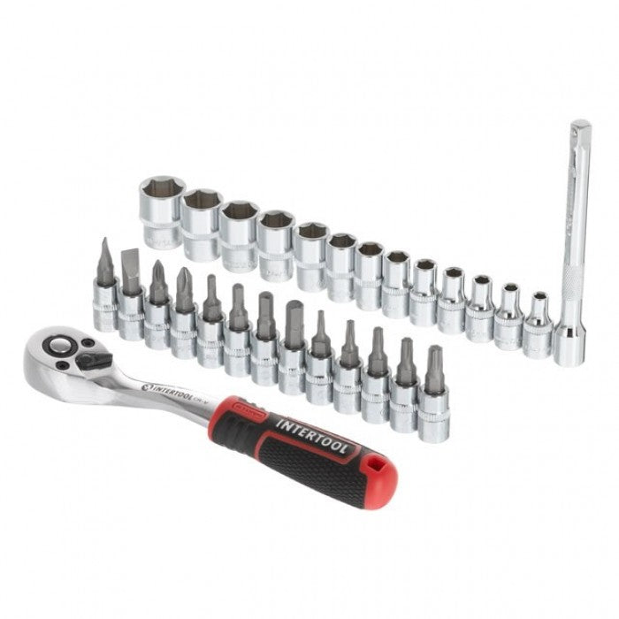 INTERTOOL STORM ET-8018 набір 28ед головок 1/4" міксований