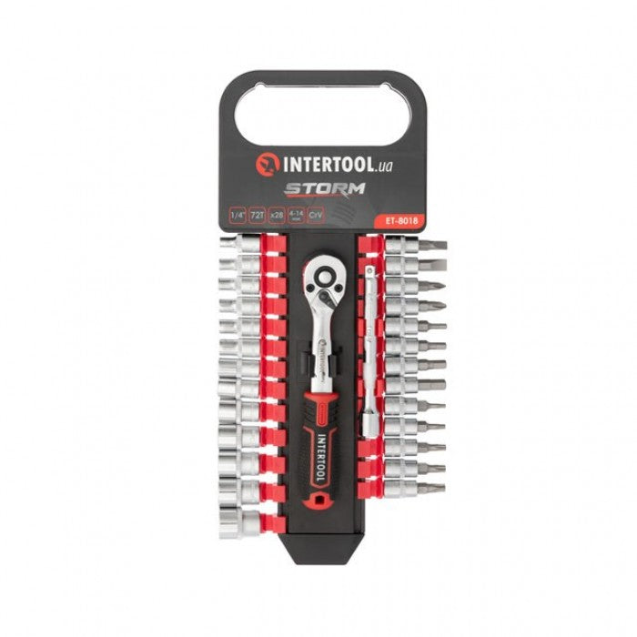 INTERTOOL STORM ET-8018 набір 28ед головок 1/4" міксований