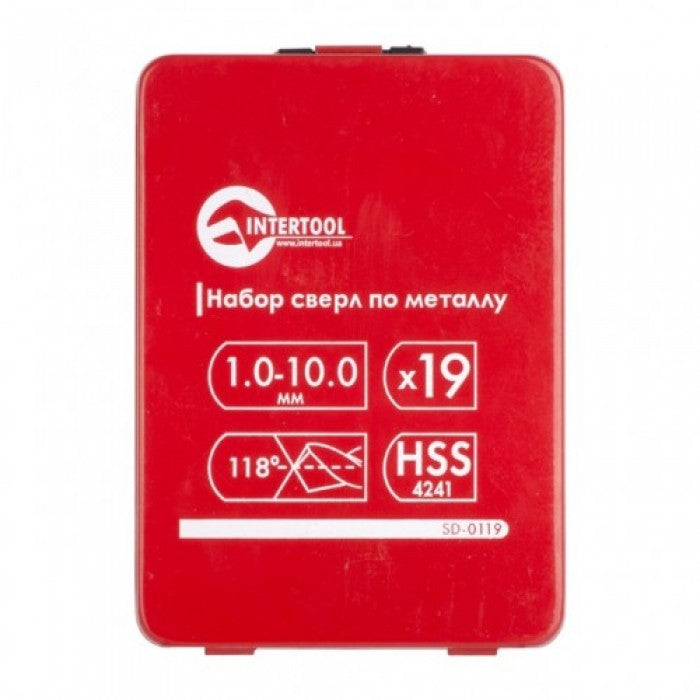 INTERTOOL SD-0119 — сверла по металу HSS 19 шт