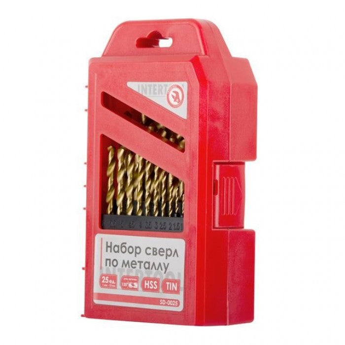 INTERTOOL SD-0025 — набір сверл по металу HSS 25 шт