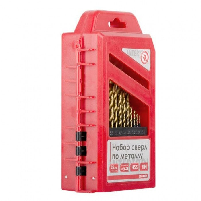 INTERTOOL SD-0025 — набір сверл по металу HSS 25 шт