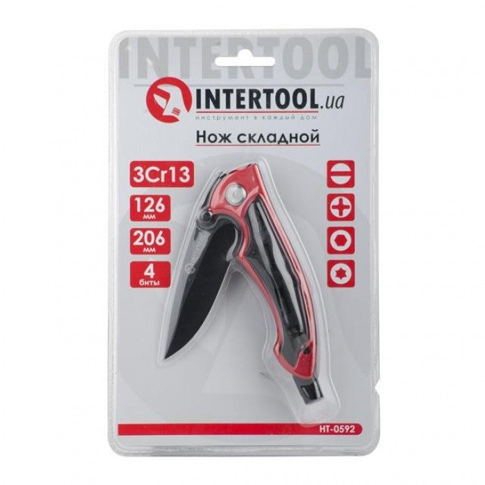 Ніж складной INTERTOOL HT-0592 206мм + біти