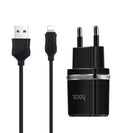 Мережевий зарядний пристрій HOCO C12 2USB 2.4A + Кабель Lightning Black