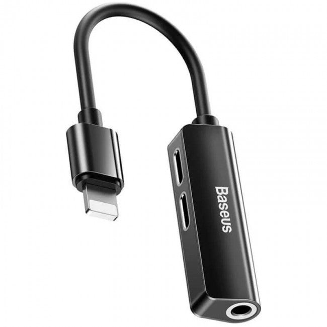 Перехідник Baseus L52 Lightning to Dual Lightning+3.5mm digital audio converter Чорний