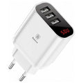 Мережевий зарядний пристрій Baseus Mirror Lake Intelligent Digital Display (3USB, 3.4A) Білий