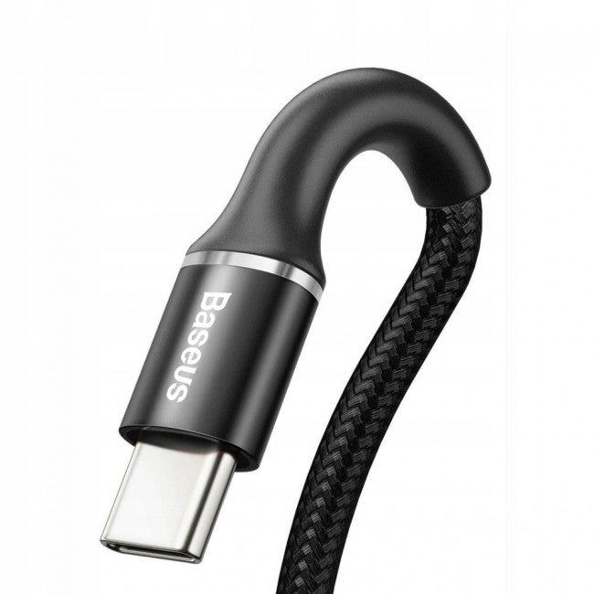 Кабель Type-C з опліткою Baseus halo data HW flash charge cable (40W) 1m Black