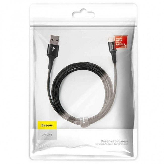 Кабель Type-C з опліткою Baseus halo data HW flash charge cable (40W) 1m Black