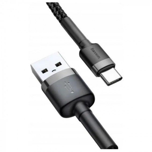 Кабель Type-C з опліткою Baseus cafule for Type-C 2A 3m Чорний