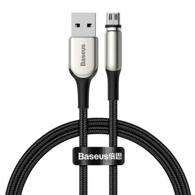 Магнітний кабель MicroUSB для зарядки з опліткою Baseus Zinc Magnetic (Charging only) 2A 1m Чорний